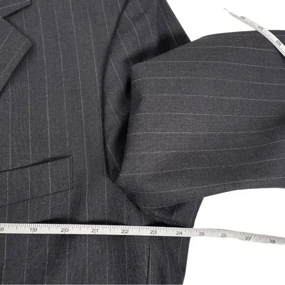 Brooks Brothers 346 Stretch Pinstripe grey Wool Sport Coat Blazer Mens Size 46L - Picture 7 of 9